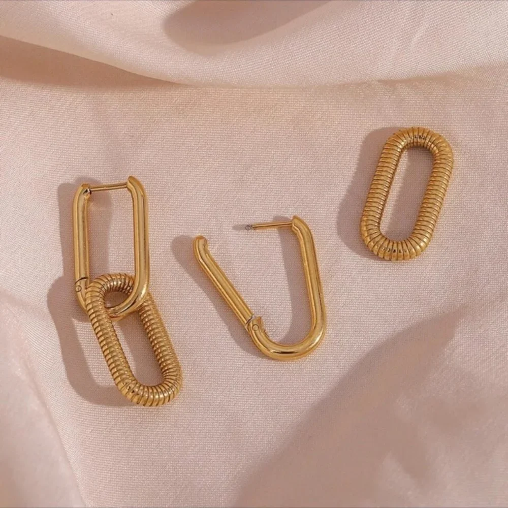 NEW LINK 18K GOLD CHAIN LONG DROP EARRINGS, BEAUTIFUL EARRINGS, CUTE EARRINGS. - Picture 4 of 6